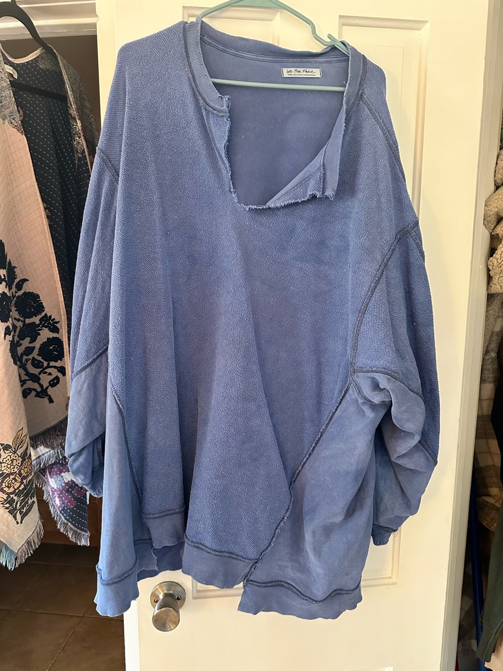 We The Free Washed Periwinkle Oversized Crewneck Sweater